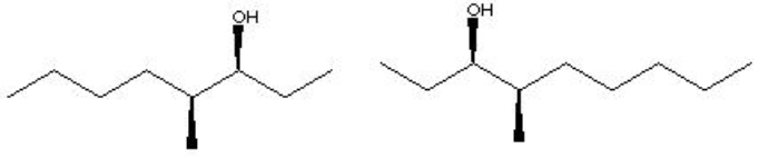 Indicate the relationship of the pair of molecules shown.   A)  same molecules B)  enantiomers C)  diastereomers D)  different molecules E)  constitutional isomers