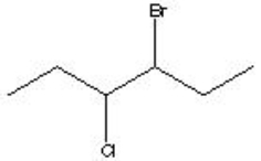 What is the correct IUPAC name for the following structure?   A)  3-bromo-4-chlorohexane B)  3,4-dibromochloroheptane C)  3-chloro-4-bromohexane D)  4-bromo-3-chlorohexane