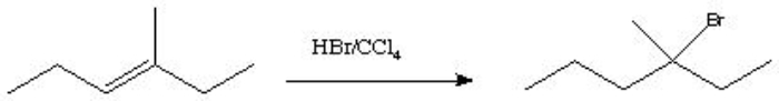 What type of reaction is shown below?   A)  addition B)  substitution C)  elimination D)  rearrangement