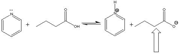 In the following acid-base reaction, the indicated molecule is a(n)  ___ .   A)  Acid B)  Base C)  Conjugate acid D)  Conjugate base