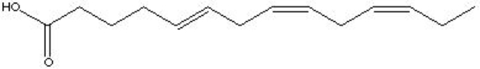 <strong>What is the correct name of the following fatty acid? </strong> A) (5E,8Z,11Z)-5,8,11-tetradecatetraenoic acid B) (5Z,8E,11E)-5,8,11-tetradecatetraenoic acid C) (6E,9Z,12Z)-6,9,12-tetradecatetraenoic acid