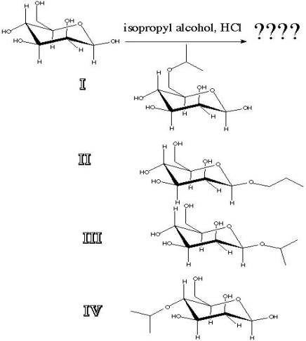 What is the product of the following reaction?   A)  I B)  II C)  III D)  IV