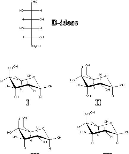 What is the correct chair form of D-idose?   A)  I B)  II C)  III D)  IV