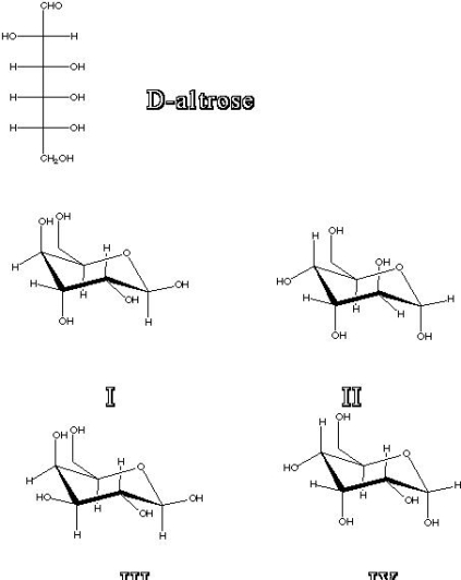 What is the correct chair form of D-altrose?   A)  I B)  II C)  III D)  IV