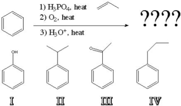 What is the product of the following reaction?   A)  I B)  II C)  III D)  IV