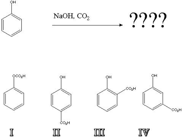 What is the product of the following reaction?   A)  I B)  II C)  III D)  IV