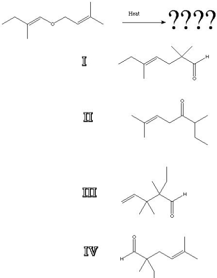 What is the product of the following reaction?   A)  I B)  II C)  III D)  IV