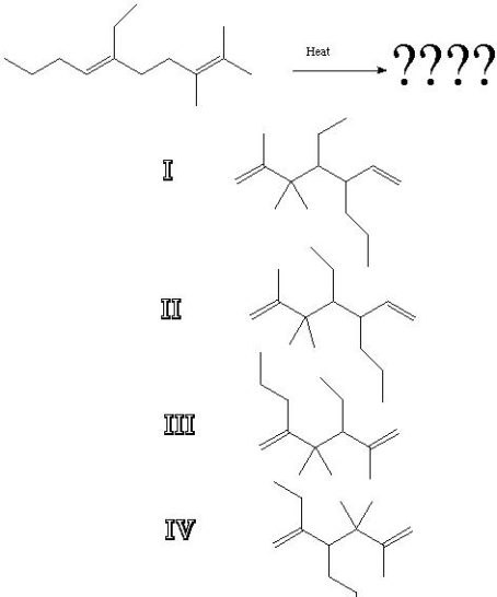 What is the product of the following reaction?   A)  I B)  II C)  III D)  IV