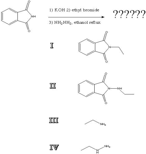 What is the product of the following reaction?   A)  I B)  II C)  III D)  IV