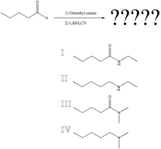 What is the product of the following reaction?   A)  I B)  II C)  III D)  IV