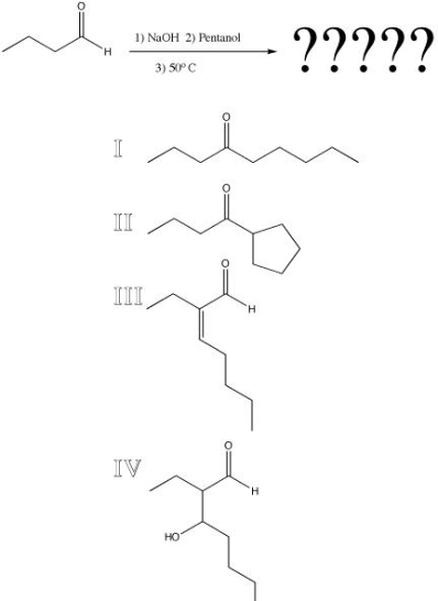 What is the product of the following reaction?   A)  I B)  II C)  III D)  IV