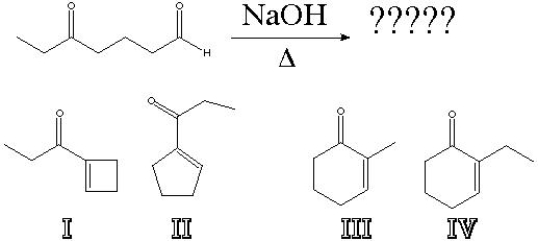 What is the product of the following reaction?   A)  I B)  II C)  III D)  IV