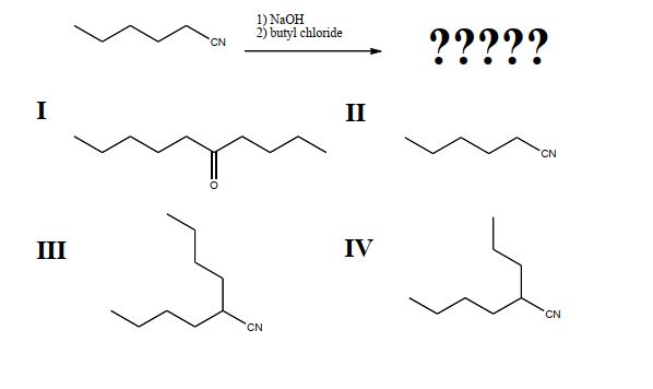 What is the product of the following reaction?   A)  I B)  II C)  III D)  IV
