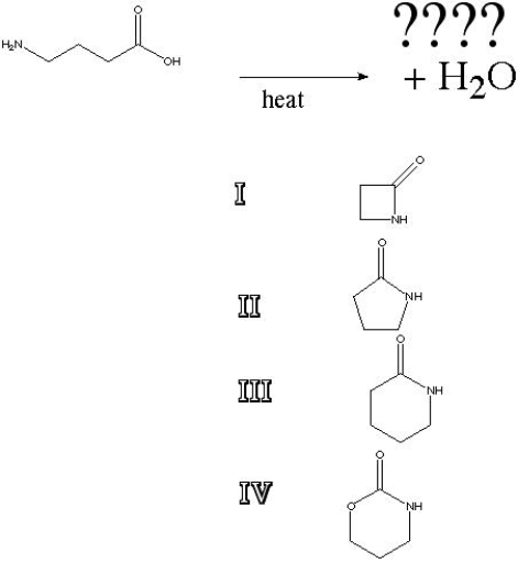 <strong>What is the product of the following reaction?  </strong> A) I B) II C) III D) IV <div style=padding-top: 35px> 