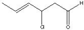 <strong>What is the correct IUPAC name for the following?  </strong> A) 1-aldo-3-chlorohex-4-ene B) 4-chlorohept-5-enal C) 3-chlorohex-4-enal D) 1-aldo-4-chlorohept-5-enal <div style=padding-top: 35px> 