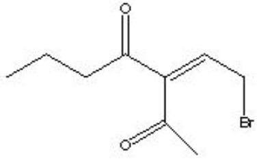 <strong>What is the correct IUPAC name for the following?  </strong> A) 7-bromo-5-ethanoylhept-5-en-4-one B) 1-bromo-3-ethanoylhept-2-en-4-one C) 3-acetyl-1-bromooct-2-en-4-one D) 3-(1-bromoethenyl)-hept-3-en-2,4-dione <div style=padding-top: 35px> 