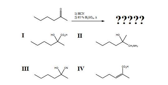 <strong>What is the product of the following reaction?  </strong> A) I B) II C) III D) IV <div style=padding-top: 35px> 