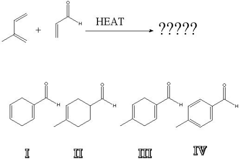 <strong>What is the major product of the following reaction? </strong> A) I B) II C) III D) IV