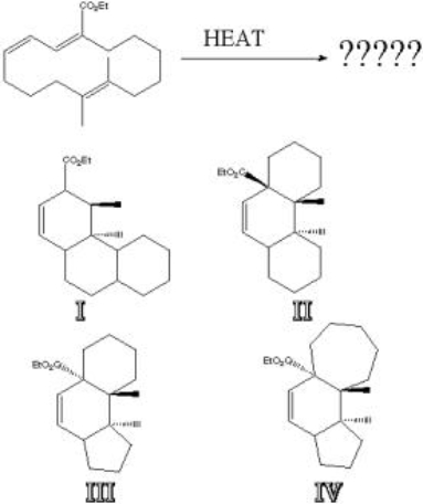 <strong>What is the major product of the following reaction? </strong> A) I B) II C) III D) IV