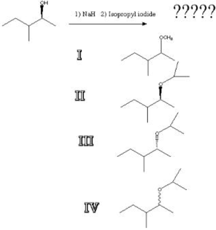What is the product of the following reaction?   A)  I B)  II C)  III D)  IV
