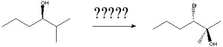 What is the correct order of reagents needed for the following reaction?   A)  1)  Sodium Methoxide/Methanol 2)  MMPP 3)  NaBr B)  1)  NaH, Ts-Cl 2)  Sodium Methoxide/Methanol 3)  MMPP 4)  NaBr C)  1)  NaH, Ts-Cl 2)  Sodium Methoxide/Methanol 3)  MMPP 4)  HBr D)  1)  Sodium Methoxide/Methanol 2)  MMPP 3)  HBr