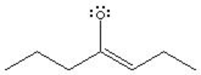 What is the formal charge of Oxygen in the following structure?   A)  +2 B)  +1 C)  0 D)  -1 E)  -2