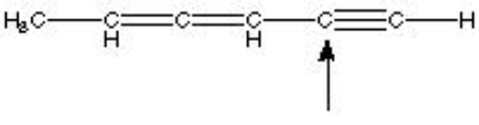 What is the hybridization of the indicated atom in the following structure?   A)  sp<sup>3</sup> B)  sp<sup>2</sup> C)  sp D)  sp<sup>2</sup>d<sup>2</sup> E)  none of the above