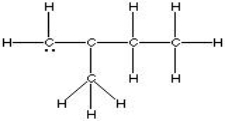 Which of the following is the best, correct Lewis Structure for CH<sub>2</sub>C(CH<sub>3</sub>) CH<sub>2</sub>CH<sub>3</sub>? A) B) C) D)