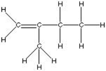 Which of the following is the best, correct Lewis Structure for CH<sub>2</sub>C(CH<sub>3</sub>) CH<sub>2</sub>CH<sub>3</sub>? A) B) C) D)