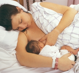 The nurse is teaching a postpartum client different holds for breastfeeding. Which of the following figures depicts the football hold frequently used for clients who have had a cesarean birth? A)    B)    C)    D)   