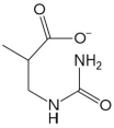  What is the name of the compound below, which is an intermediate in the breakdown of some pyrimidines?   A)   N-carbamoyl- \beta -alanine  B)   N-carbamoyl- \beta -aminoisobutyrate  C)   dihydrothymine  D)    \beta -aminoisobutyrate  