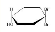 Consider the molecule below .Which of the following statements is correct regarding this molecule?   A)  The molecule in achiral. B)  The molecule is chiral. C)  The molecule has geometric isomers. D)  The molecule exists as two stereoisomers.