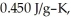 The temperature of a 35.1 g sample of iron increases from   to   If the specific heat of iron is   how many joules of heat are absorbed? A) 115 J B) 0.0936 J C) -115 J D) 0.722 J E) 3.29 J