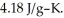 A 4.50-g sample of liquid water at 25.0 °C is heated by the addition of 133 J of energy.The final temperature of the water is ________ °C.The specific heat capacity of liquid water is   A) 149 B) 25.1 C) -17.9 D) 32.1 E) 7.07