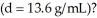 The pressure exerted by a column of liquid is equal to the product of the height of the column times the gravitational constant times the density of the liquid,   How high a column of methanol   would be supported by a pressure that supports a 713 mm column of mercury   A) 713 mm B) 41 mm C) 1.2 × 10<sup>4</sup> mm D) 9.7 × 10<sup>3</sup> mm E) 17 mm