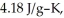 The enthalpy change for converting 1.00 mol of ice at -25.0 °C to water at 50.0 °C is   The specific heats of ice,water,and steam are     and   respectively.For   O,Δ   = 6.01 kJ/mol,and   . A) 12.28 B) 6.27 C) 10.71 D) 4709 E) 8.83