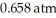 Based on the figure above,the boiling point of ethyl alcohol under an external pressure of   is   A) 20 B) 40 C) 60 D) 80 E) 70