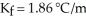 A mixture containing 41.0 g of an unknown nonelectrolyte and 160.0 g of water has a freezing point of -1.34 °C.Given   for water,what is the molecular weight (g/mol) of the unknown solute? A) 57.0 B) 356 C) 0.720 D) 4.74 E) 0.355
