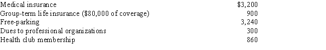 Todd,age 26 and single,is an employee of the Ice Corporation.Todd's annual salary is $50,000.Ice has a qualified pension into which employees may contribute 5% of their annual salary (Todd contributes the maximum).The corporation also offers employees a flexible benefits plan.Todd pays $500 into the plan and is reimbursed for $500 of medical expenses not covered by his medical insurance.Ice also provides Todd with the following benefits: What is Todd's taxable income from his employment?   