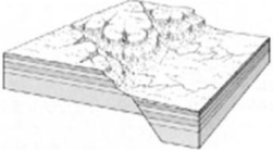 Carefully study the illustration below to determine the types. of geologic structures. it shows.   A)  monocline B)  anticline C)  normal fault D)  reverse fault 