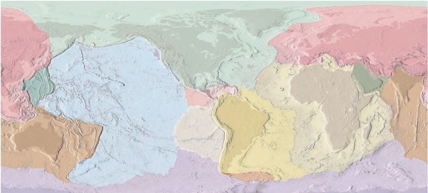 Below is an image of the plates and continents   What is true of this map? A)  It illustrates plate tectonics because it is possible for a separate unit to consist of both continental and ocean basin. B)  It illustrates plate tectonics because each continent moves as a separate unit. C)  It illustrates continental drift because it is possible for a separate unit to consist of both continental and ocean basin. D)  It illustrates continental drift because each continent moves as a separate unit. 