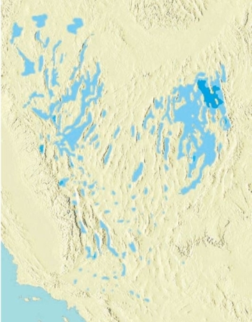 Note the map below of the western United States.   The dark lake is the Great Salt Lake and is the only lake still existing today. During the last ice ago a lighter blue areas were there too. Why are they no longer there? A)  The weather today is warmer and dryer. B)  The glaciers were sitting just below the surface of the rock under the lakes, and have now sunk to depths of 100 km. C)  The ocean used to flow into the continent's interior and now no longer does so. D)  There was a large ice dam during the ice age that broke and released the water. 