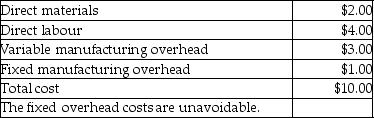 Use the information below to answer the following question(s) : Spahr Company produces a part that is used in the manufacture of one of its products. The unit manufacturing costs of this part, assuming a production level of 5,000 units, are as follows:    -Assume Spahr Company can purchase 5,000 units of the part from Allgood Company for $13.50 each, and the facilities currently used to make the part could be used to manufacture 5,000 units of another product that would have a $6 per unit contribution margin. If no additional fixed costs would be incurred, what should Spahr Company do? A)  Make the new product and buy the part to earn an extra $2.50 per unit contribution to profit. B)  Make the new product and buy the part to earn an extra $1.50 per unit contribution to profit. C)  Continue to make the part to earn an extra $1.50 per unit contribution to profit. D)  Continue to make the part to earn an extra $5.50 per unit contribution to profit.