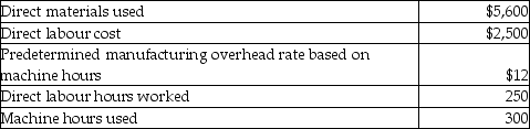 Star Corporation manufactures custom molds for use in the extrusion industry. The company allocates manufacturing overhead based on machine hours. Selected data for costs incurred for Job 732 are as follows:   What is the manufacturing cost of Job 732? A)  $8,100 B)  $11,700 C)  $11,100 D)  $3,600