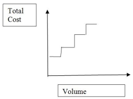 The following graph indicates which type of cost behaviour?   A)  Fixed B)  Mixed C)  Step D)  Variable