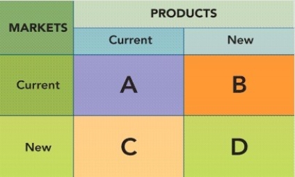 Figure 2-5    -Quadrant C in Figure 2-5 above represents the marketing strategy of A) product development. B) market penetration. C) market development. D) product penetration. E) diversification.