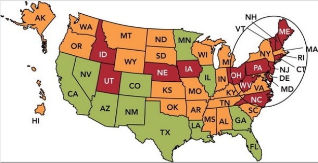 Marketing Dashboard Map    -In the Marketing Dashboard Map above,the annual growth rate in each state is shown,with green (which looks gray on gray scale) meaning good and red (which looks black on gray scale) meaning very poor.If you were a marketing manager faced with this dashboard,which of the following would be the best action? A) Focus on the shortfalls in Idaho and Utah. B) Revise the relevant goals for both the East and West Coast. C) Conduct additional market research in the southern United States. D) Examine your distribution system in the northeastern United States. E) Change the marketing metric being used to evaluate the states individually.