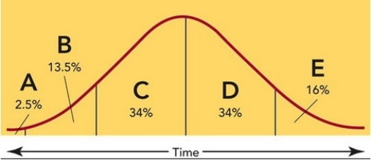 Figure 11-5    -The consumers represented by Segment C in Figure 11-5 above are called A) early adopters. B) late majority. C) laggards. D) early majority. E) innovators.