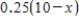 Suppose that a nurse needs 10 cc (cubic centimeters)  of a 15.5% solution (that is, a solution that is 15.5% ingredient)  of a certain medication, which must be obtained by mixing   cc of a 20% solution and   cc of a 5% solution. Choose the expression for the amount of ingredient in the 5% solution. A)    B)    C)    D)    E)   