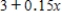 Suppose that a nurse needs 15 cc (cubic centimeters)  of a 15.5% solution (that is, a solution that is 15.5% ingredient)  of a certain medication, which must be obtained by mixing   cc of a 20% solution and   cc of a 5% solution. Express the total amount of the ingredient in the mixture in terms of   . ​ A)    B)    C)    D)    E)   